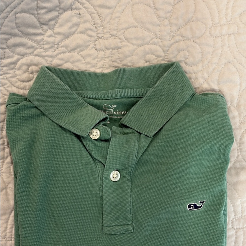 Vineyard Vines Classic Pique Polo Shirt in Green. Boys size Large